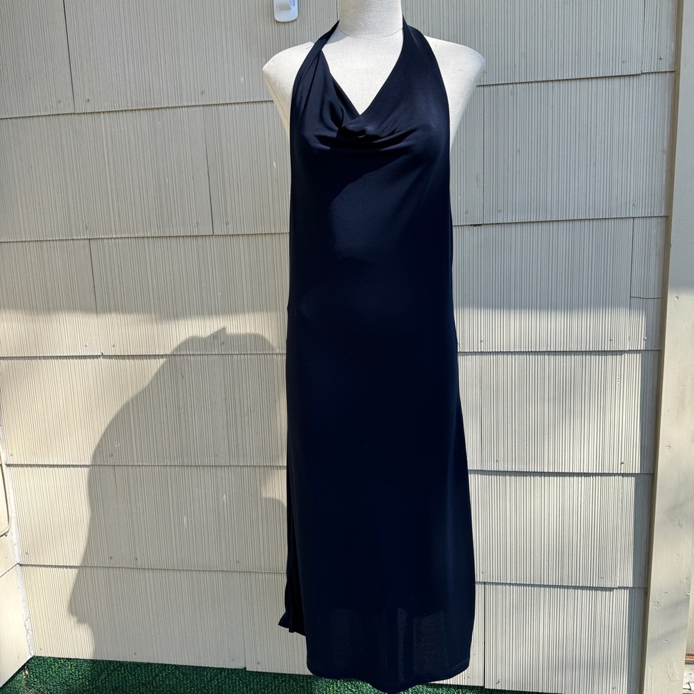 Erica Y2K Navy Blue Studio 54 Halter Dress Size XL